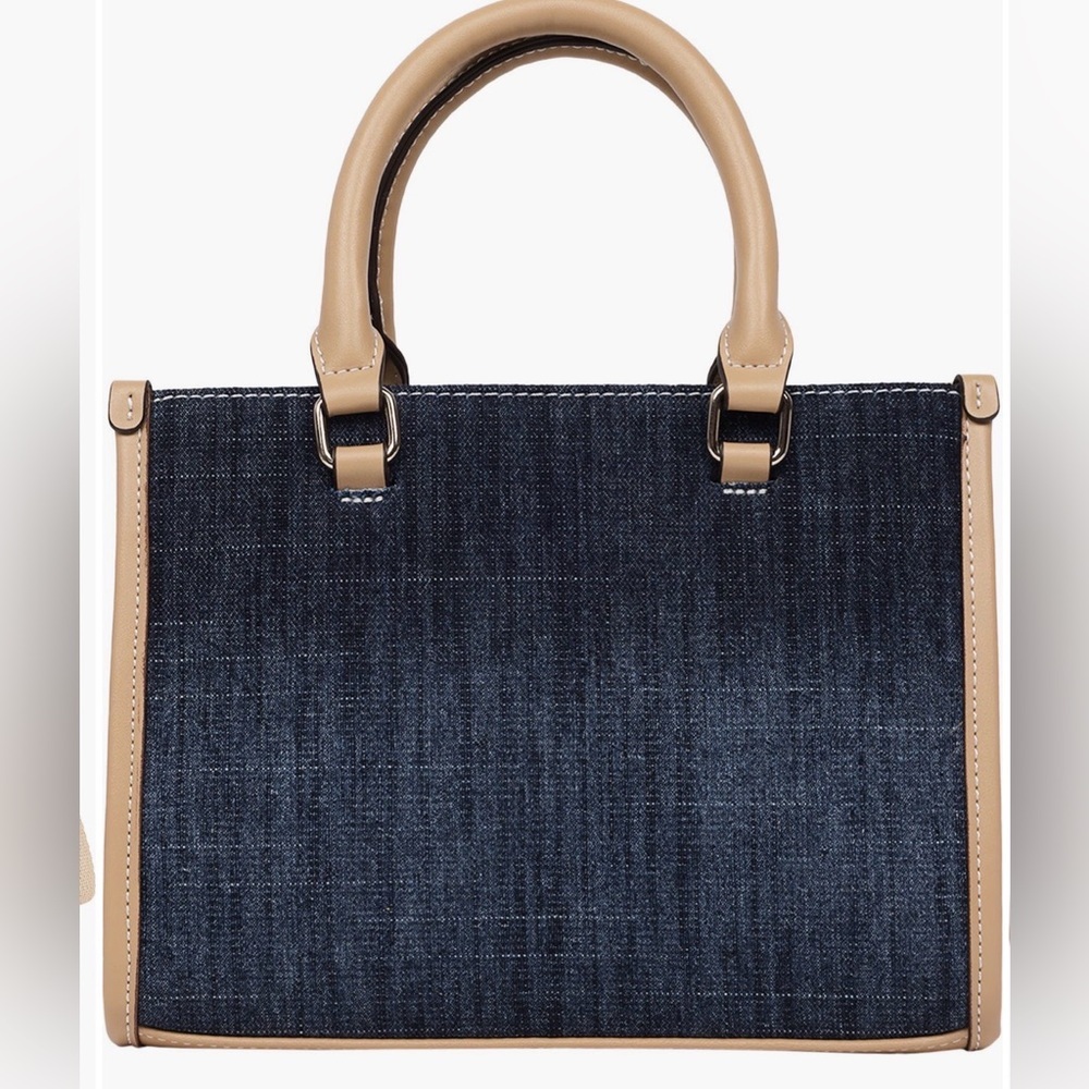 True Religion Denim Tote with Tan Trim and Strap - Picture 6 of 11